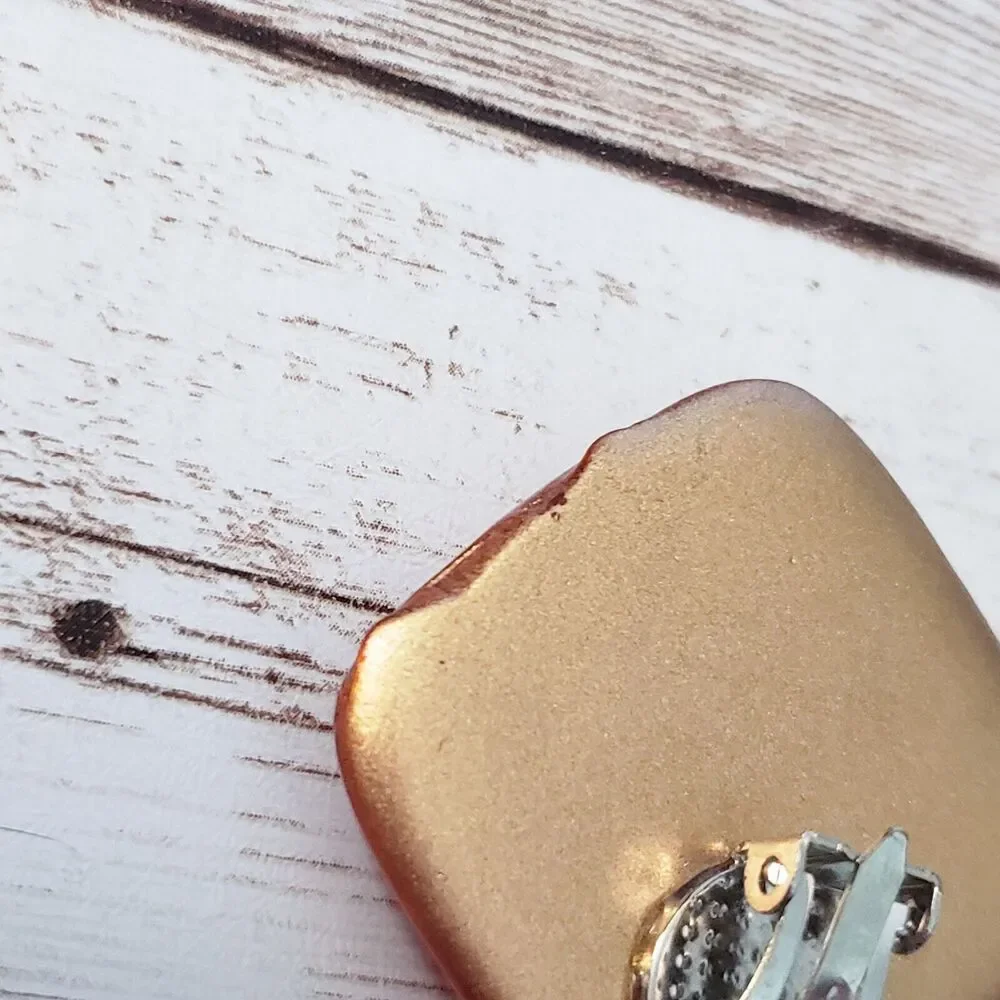 Vintage Clip On Earrings - Large Statement Earrings Orangey Amber Tone